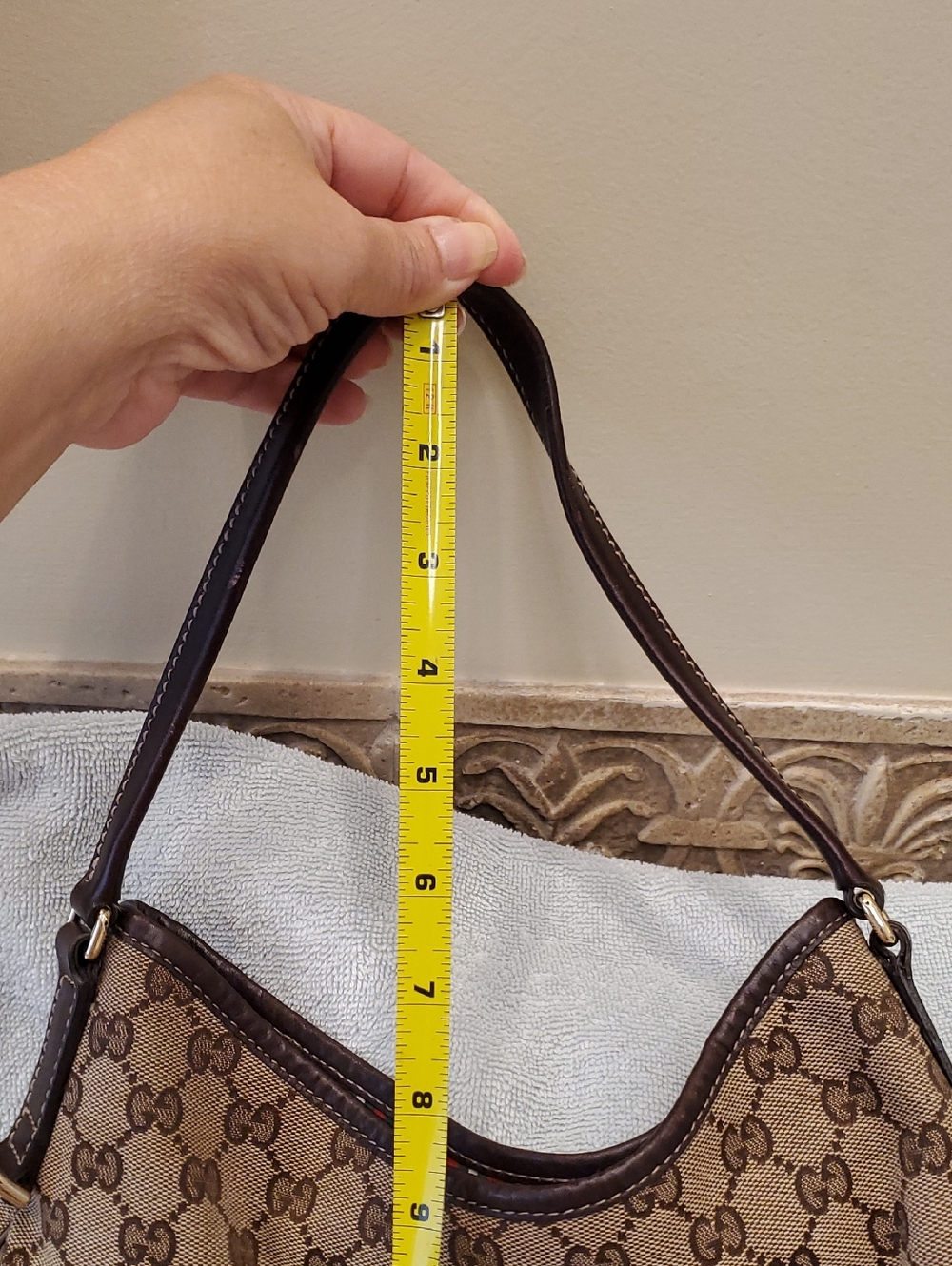 Gucci Brown GG Canvas Hobo Bag with Gold Double G Accent - Picture 12 of 15